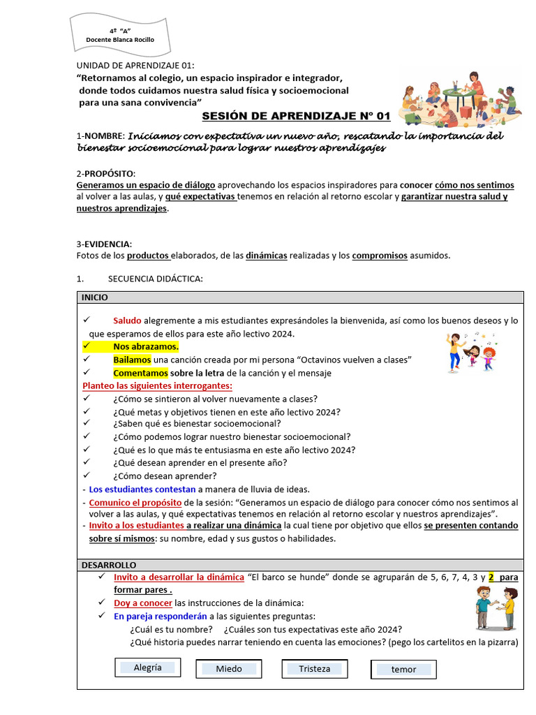 Bienestar Socioemocional en el Aula 2024 | PDF | Aprendizaje | Las ...