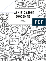 Planificador Docente 2024 Simple Ilustrativo Escolar Blanco y Negro