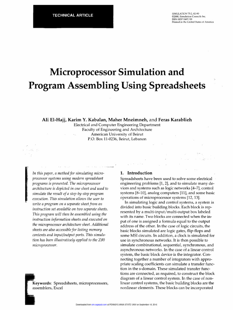 Microprocessor Simulation with Spreadsheets | PDF | Assembly Language ...