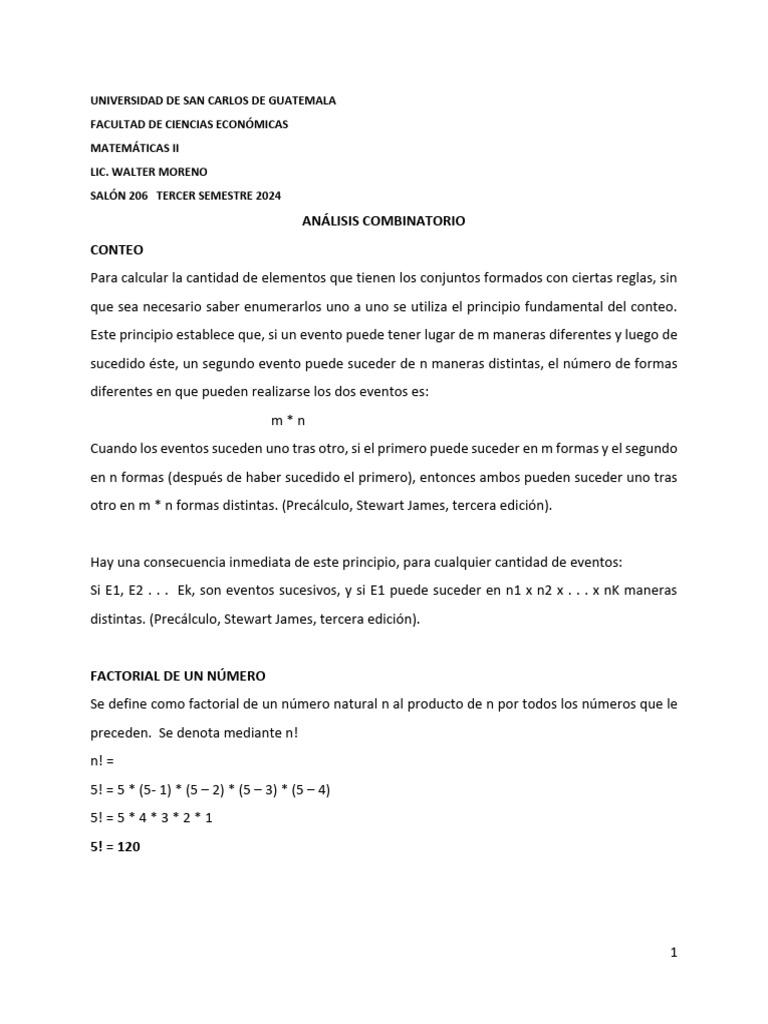 Análisis Combinatorio y Permutaciones | PDF | Combinatoria | Permutación