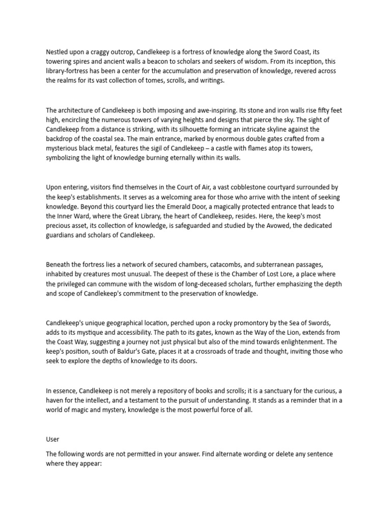 Candlekeep Script PDF Wisdom Fortification