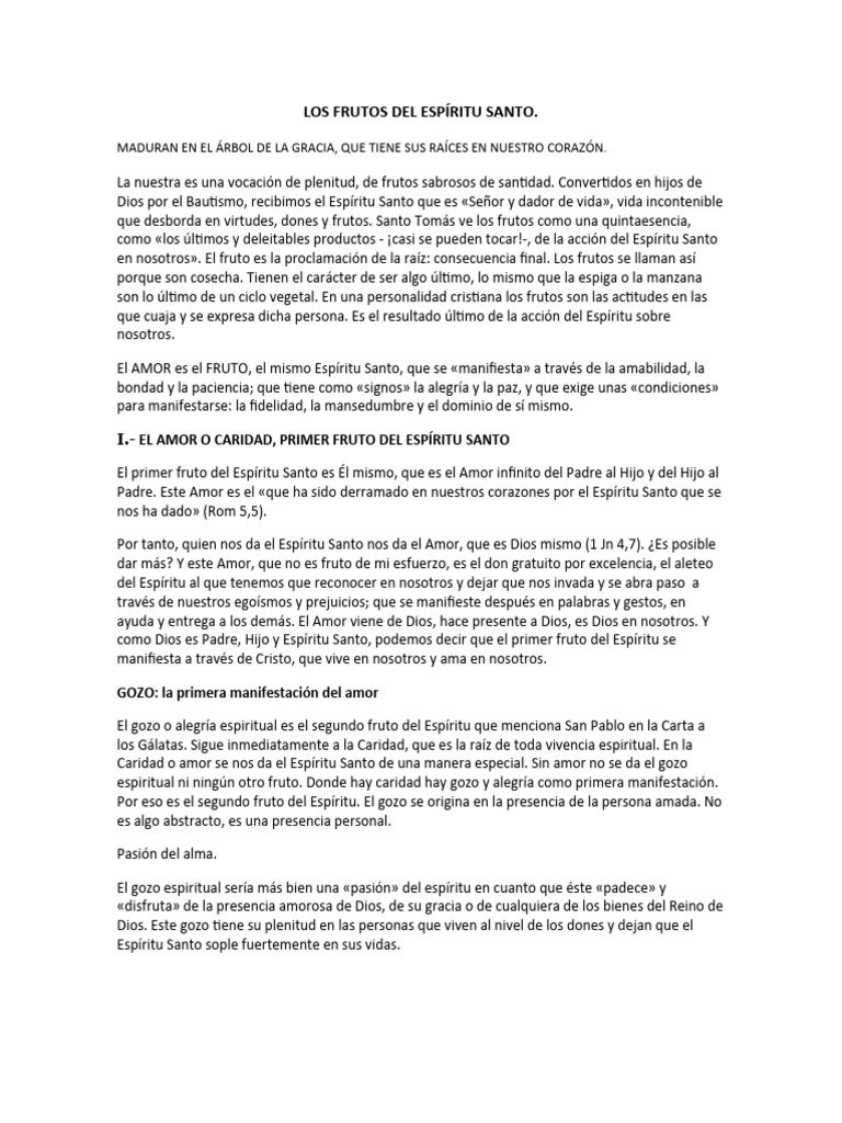 Frutos del Espíritu Santo y su Significado | PDF | Fruto Del Espiritu ...