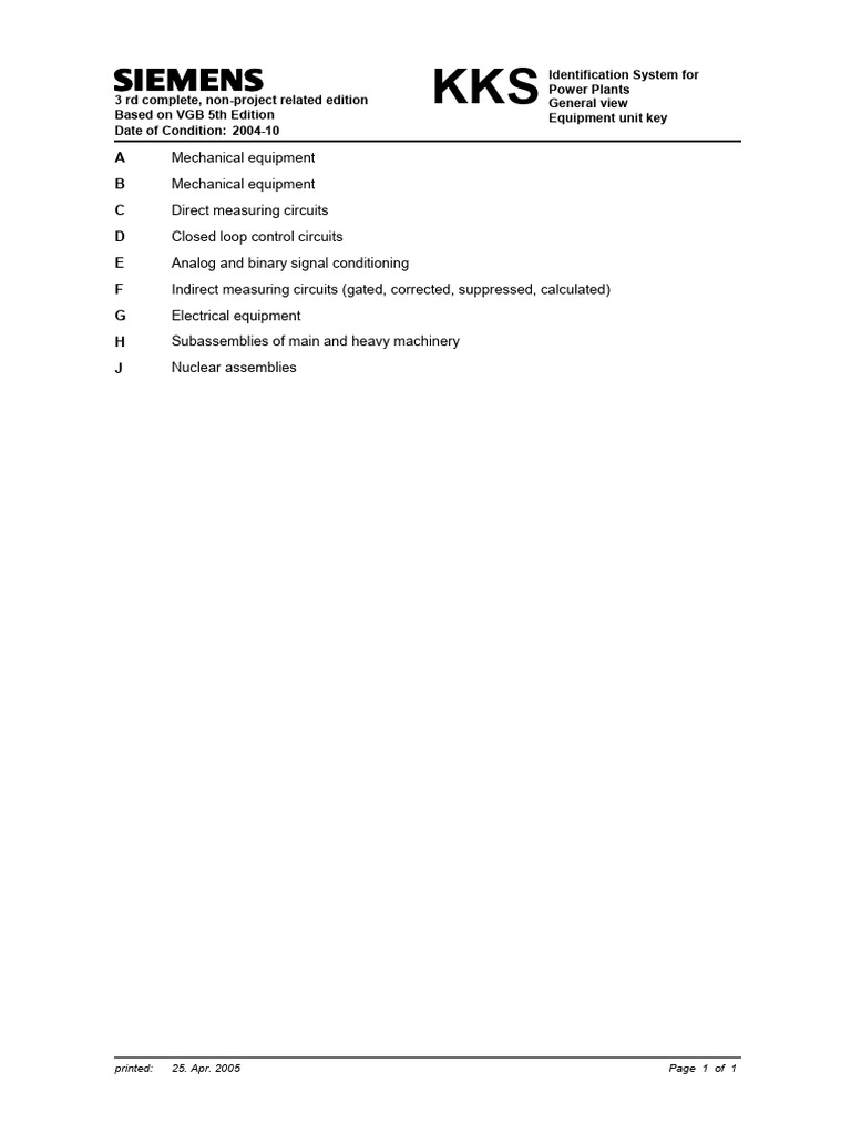 9-6 Kks Equipment Unit Keys 2004-10 | PDF | Power Station | Applied And ...