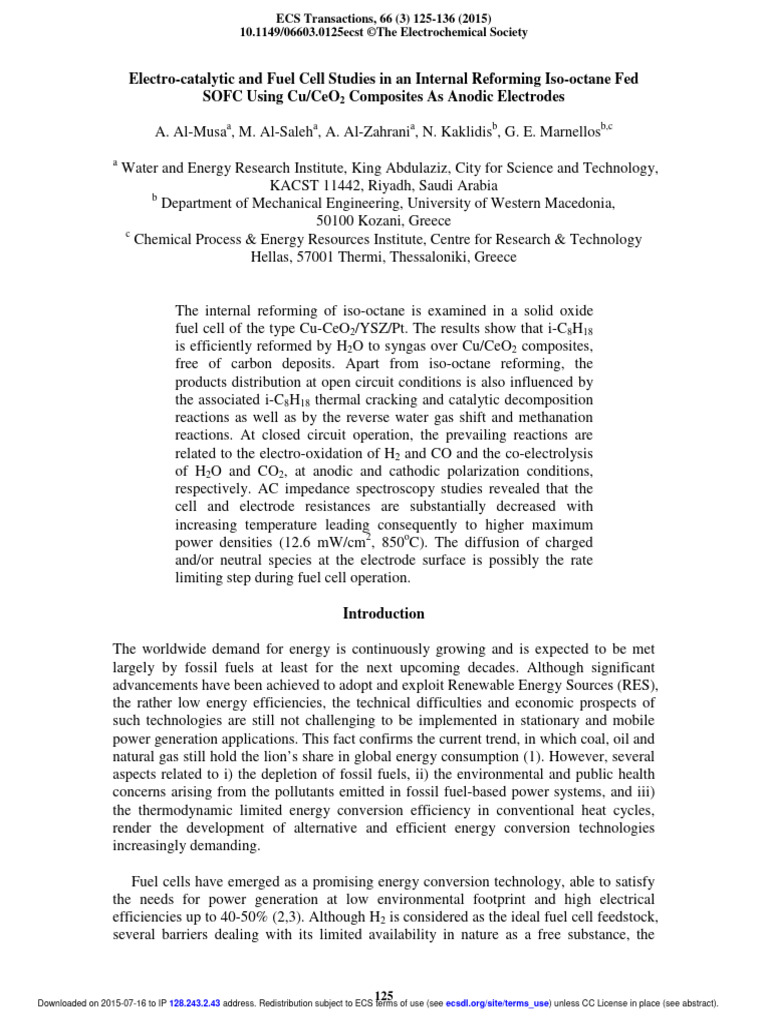 Iso-Octane Reforming in SOFCs with Cu/CeO2 | PDF | Solid Oxide Fuel ...
