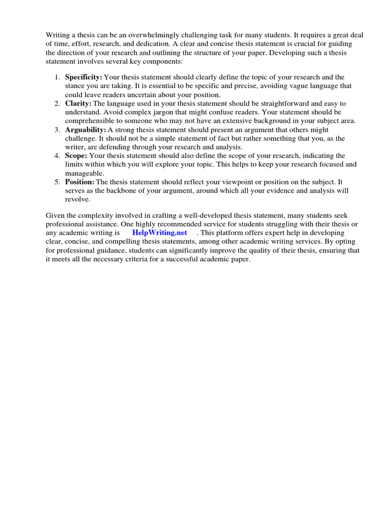 What Components Are Needed To Develop A Clear and Concise Thesis 