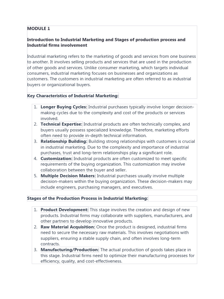 Industrial Industry Module 1 02 | PDF | Supply Chain | Marketing