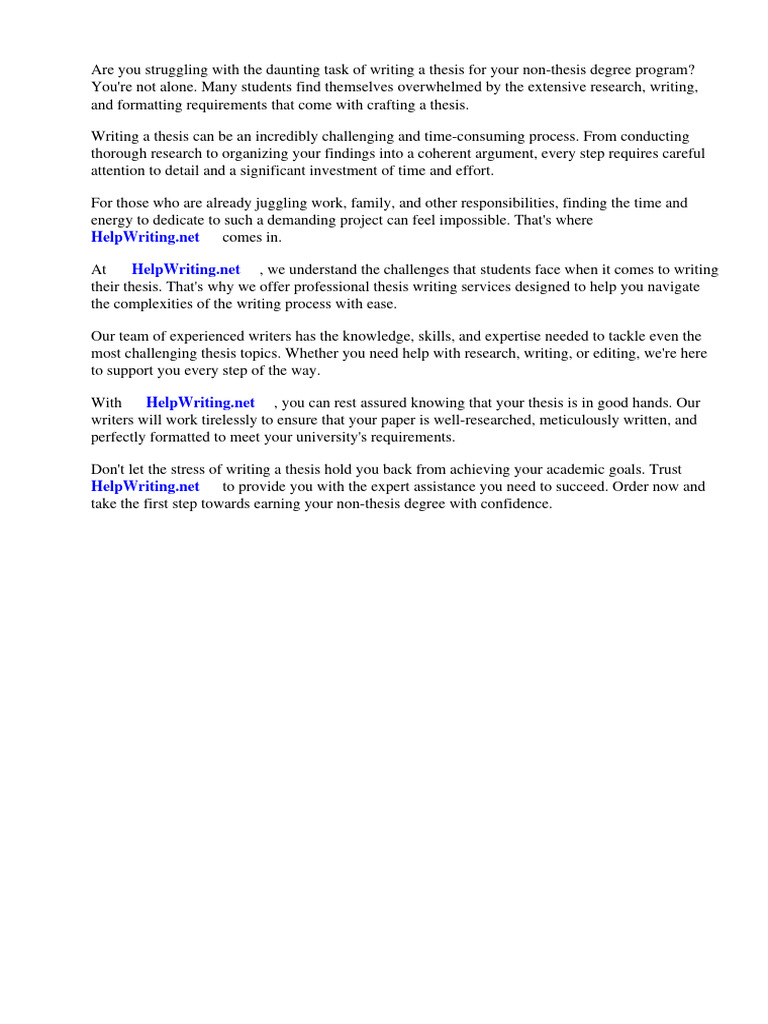 Non-Thesis Degree Program | Download Free PDF | Thesis | Doctor Of