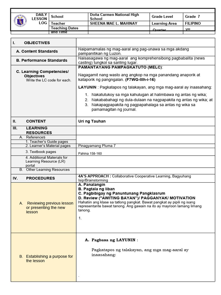Lp-Co Filipino 7 3RD Quarter | PDF