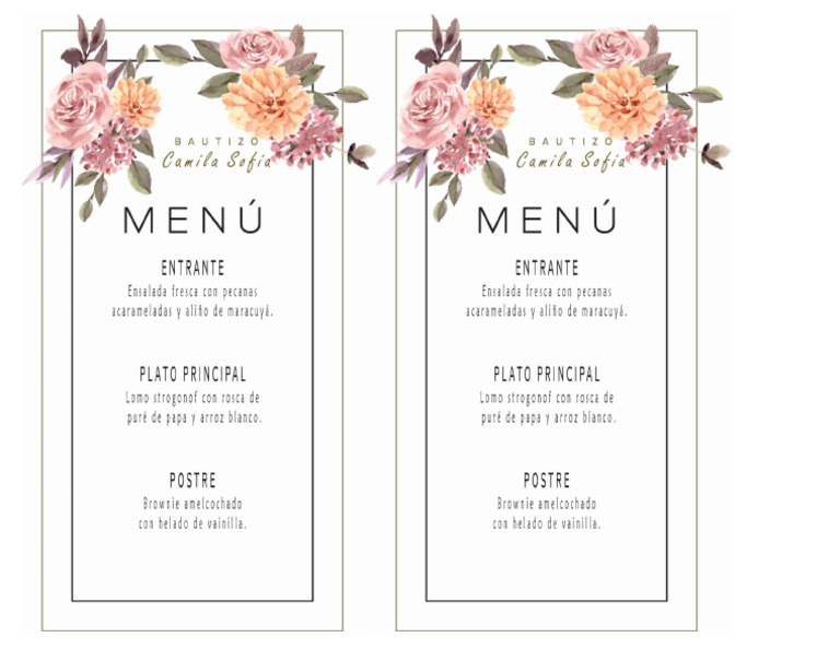 Menu Bautizo | PDF