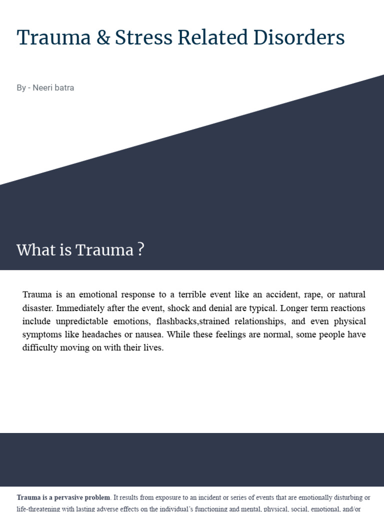 Trauma & Stress Related Disorders | PDF | Psychological Trauma | Mental ...