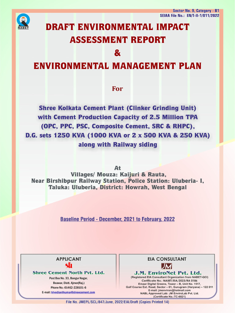 EIA Report for Shree Cement Plant | PDF | Environmental Monitoring ...