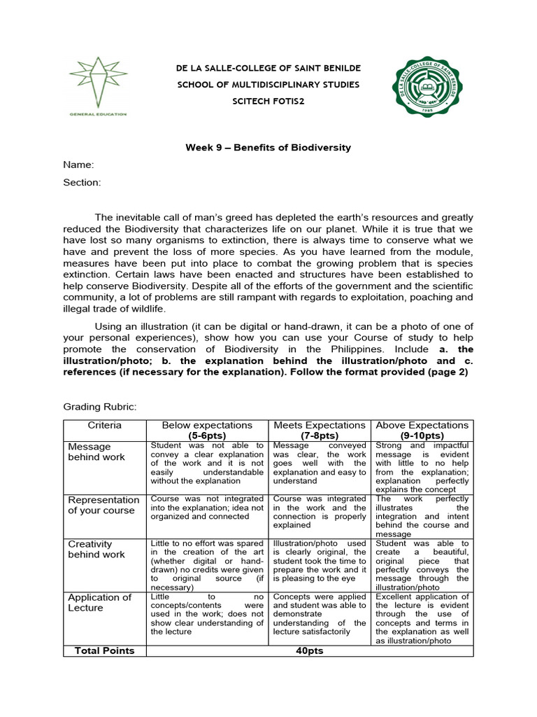 Week 9 - Benefits of Biodiversity | PDF
