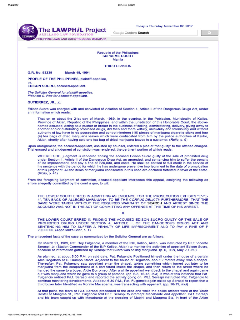 People V Sucro | PDF | Search Warrant | Probable Cause