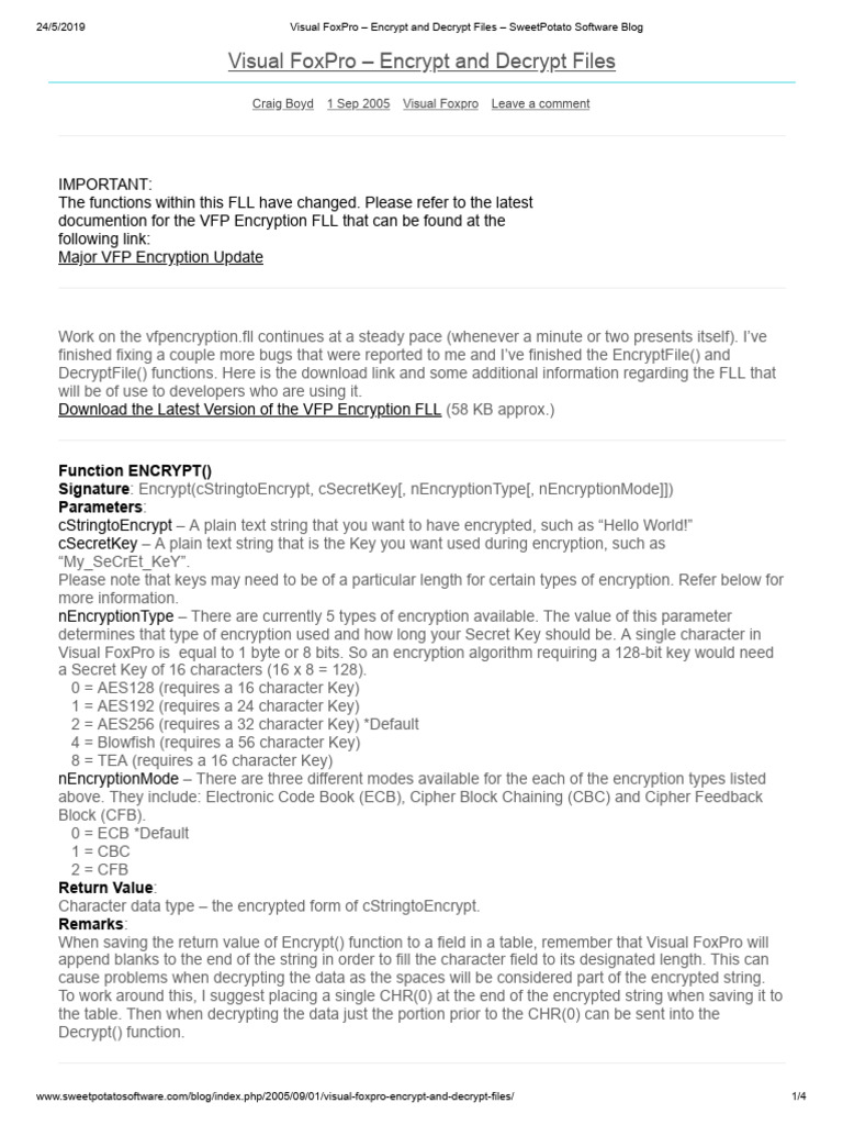 Visual FoxPro File Encryption Guide | PDF | Encryption | Key (Cryptography)