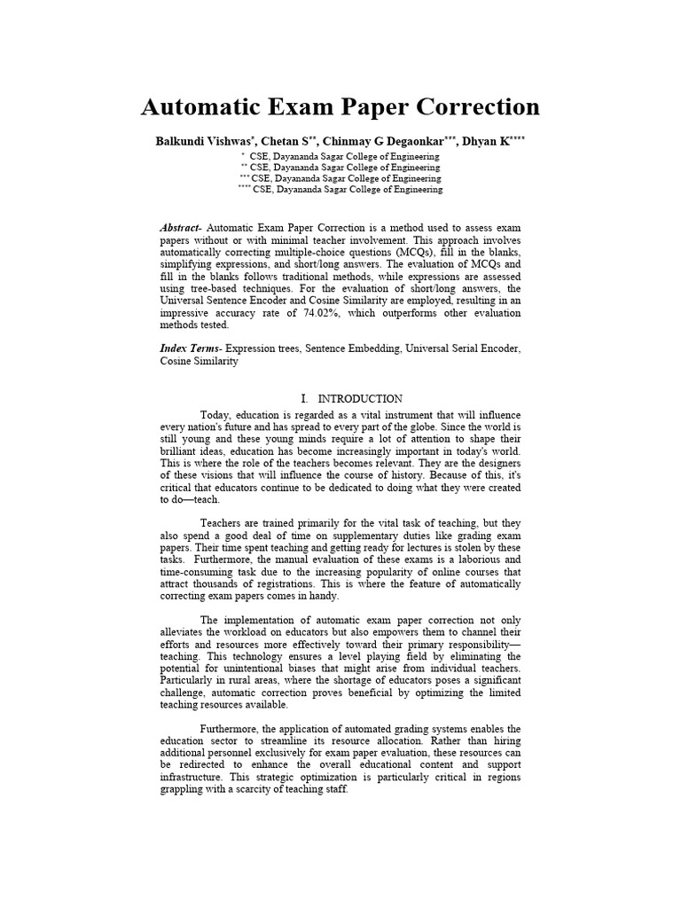 Automatic Exam Paper Correction System | PDF | Trigonometric Functions ...