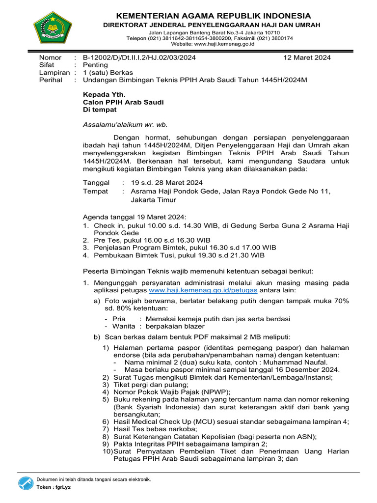 Download contoh surat rekomendasi PPIH Arab Saudi 2026 isi surat dokumen wajib dan link PDF doc gratis