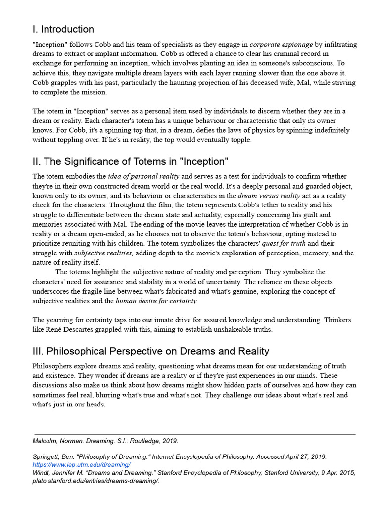 Exploring The Symbolism of The Totem - Inception - and Philosophical ...