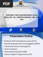 PERTINENT AND CONTEMPORARY ISSUES (PCIs), PEE, VBE and LSPs