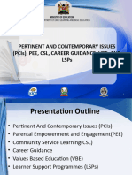 PERTINENT AND CONTEMPORARY ISSUES (PCIs), PEE, VBE and LSPs