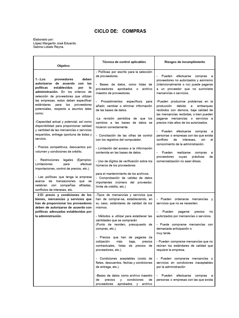 Control y Riesgos en el Ciclo de Compras | PDF | Contabilidad | Archivo ...