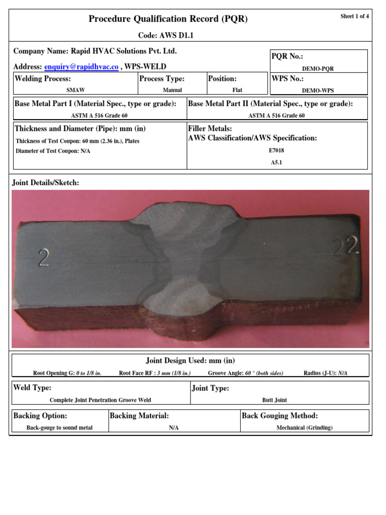 AWS D1.1 Welding Procedure Qualification | PDF | Construction | Welding