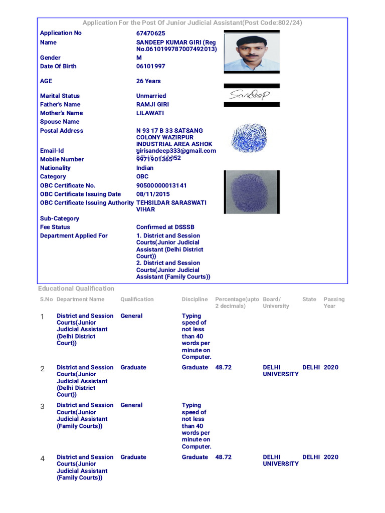 Application for Junior Judicial Assistant | PDF | Justice | Crime ...
