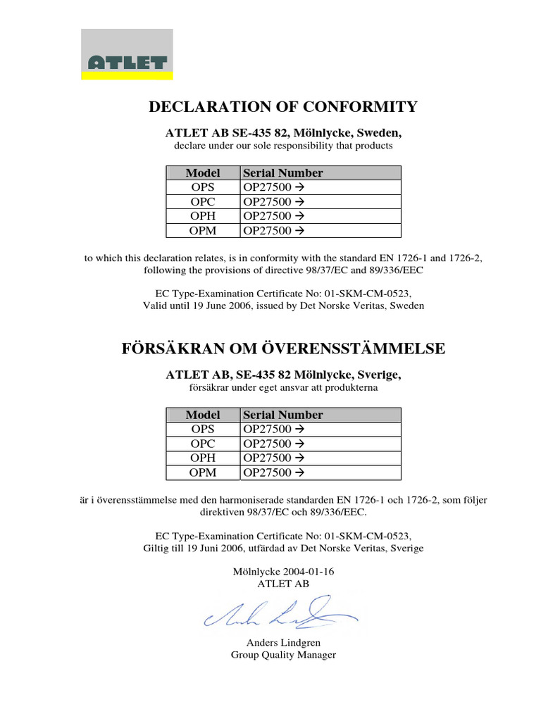 OPx Declaration Eng - SV - Ty - FR | PDF