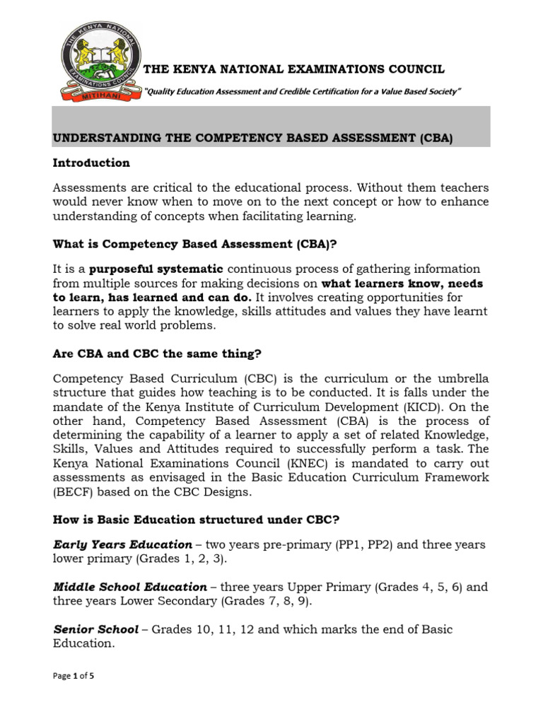 Understanding Competency Based Assessment | PDF | Educational ...
