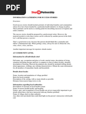 TEMPLATE FOR SUCCESS STORIES