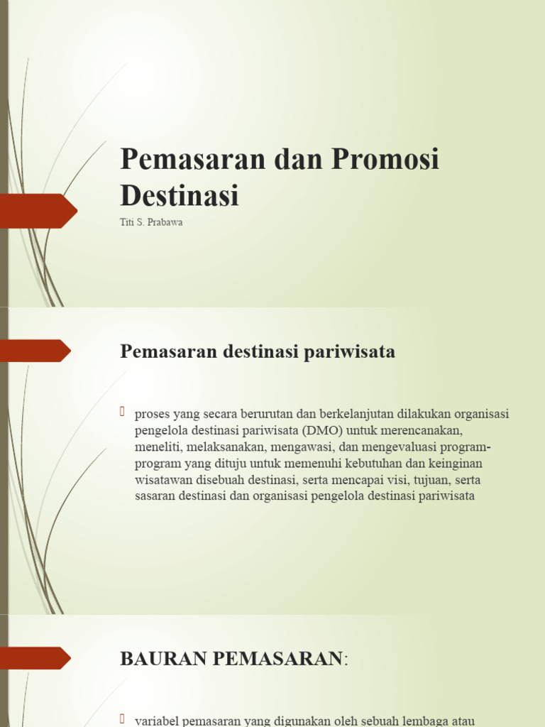 Pemasaran Dan Promosi Destinasi | PDF | Bisnis