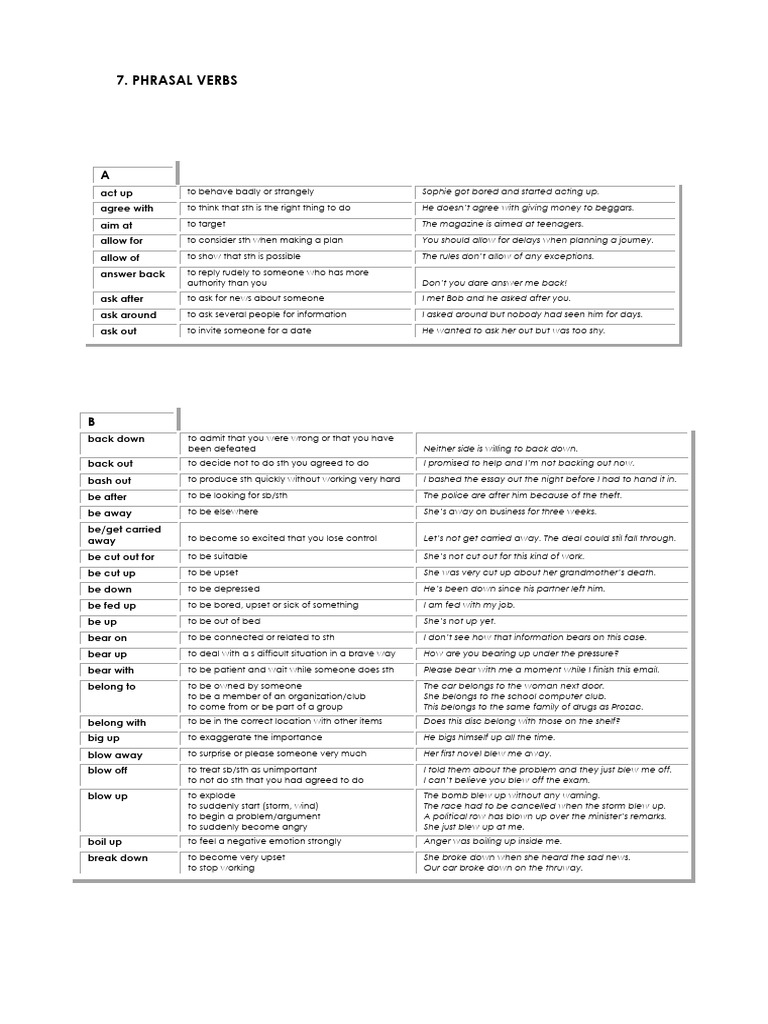 Understanding Common Phrasal Verbs | PDF | Language Arts & Discipline ...