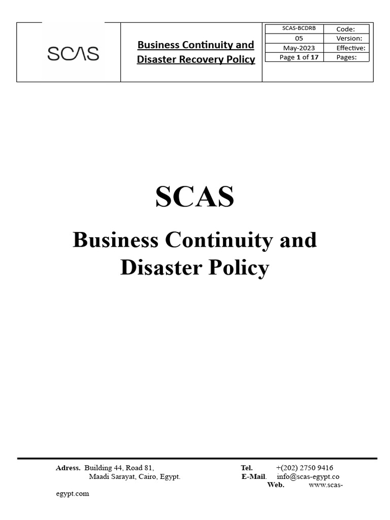 Business Continuity and Recovery Policy | PDF | Emergency Management ...