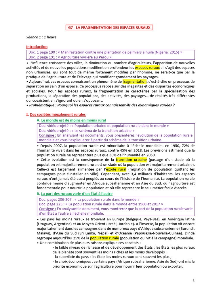 Fragmentation des espaces ruraux au G7 | PDF | Agriculture | Zone rurale