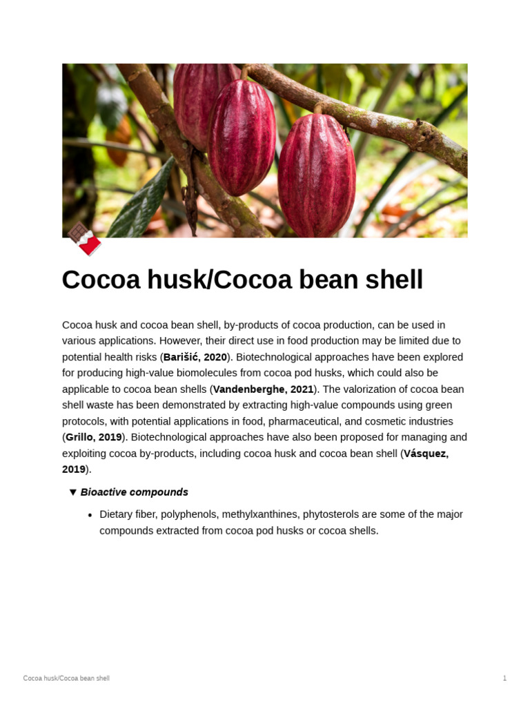 Cocoa husk Cocoa bean shell PDF Polyphenol Cocoa Bean
