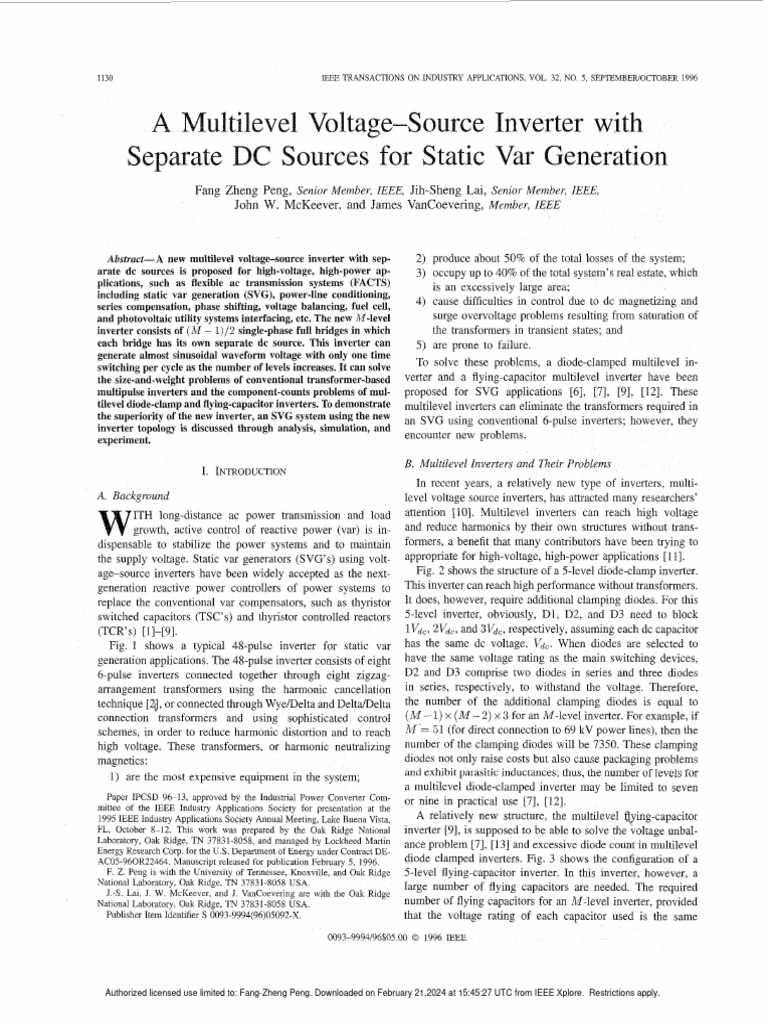 1995 1996 paper on a multilevel voltage source inverter with separate