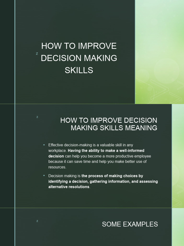 How To Improve Decision Making Skills | PDF