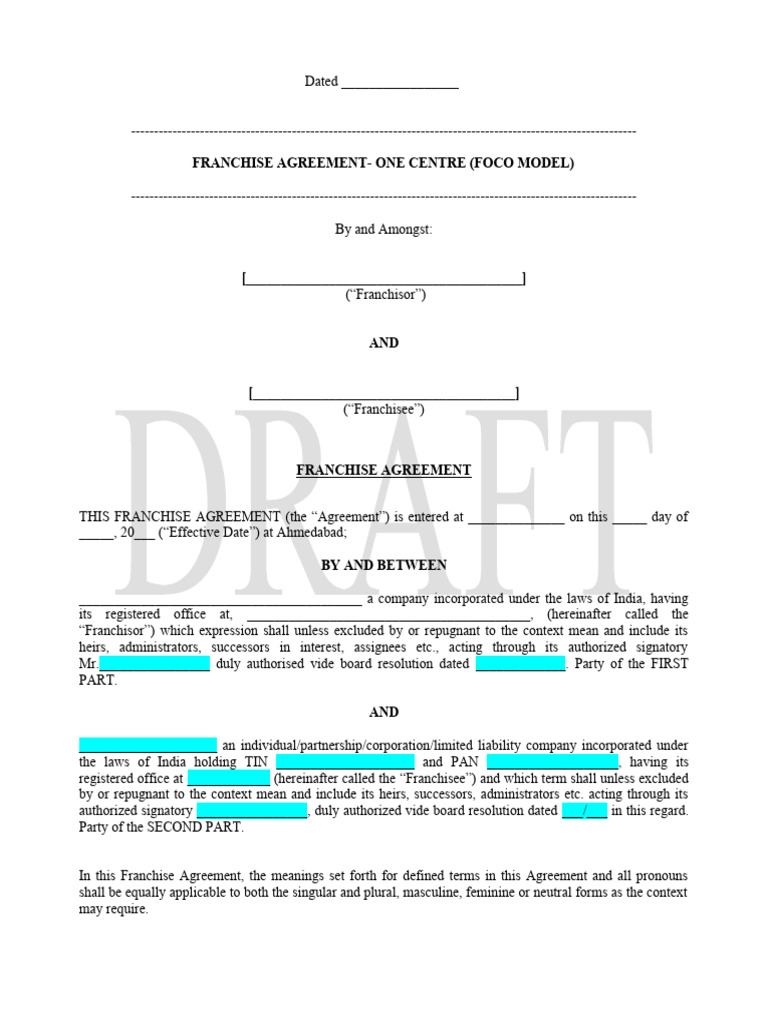 Franchise Agreement - FOCO - 06.08.20 | PDF | Franchising | Arbitration