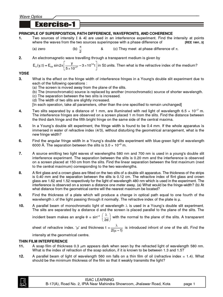 Wave Optics for Physics Students | PDF | Wavelength | Diffraction