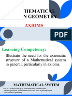 THE MATHEMATICAL SYSTEM IN GEOMETRY Axioms