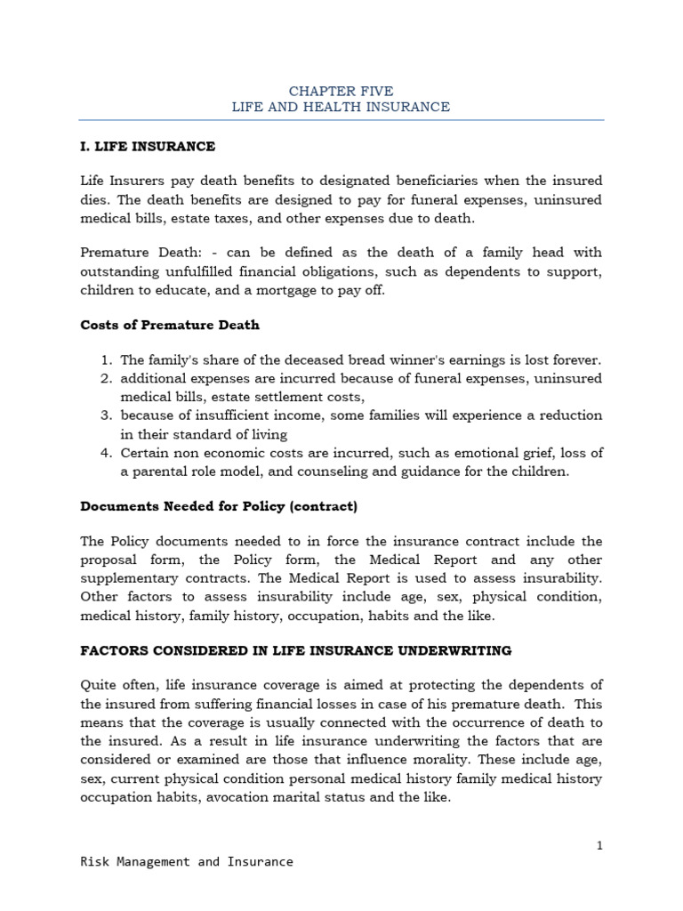 Life and Health Insurance Overview | PDF | Insurance | Life Insurance