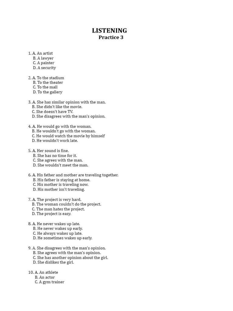 Listening Practice 3 | PDF