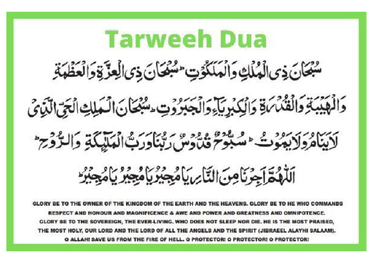 Feed Your Soul With Taraweeh Meaning In Hindi