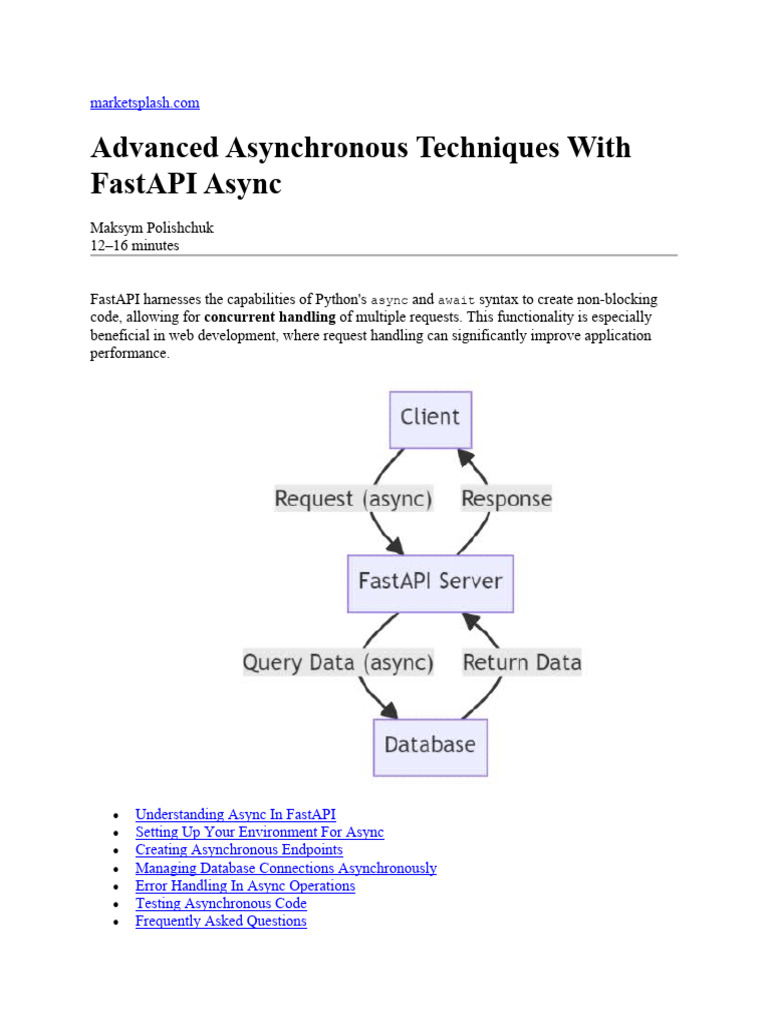 Advanced Asynchronous Techniques With FastAPI Async | PDF