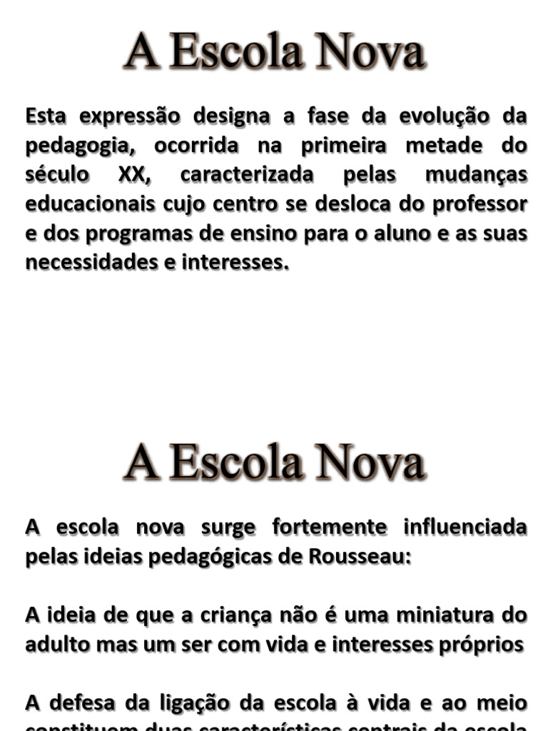 Características da Escola Nova | PDF