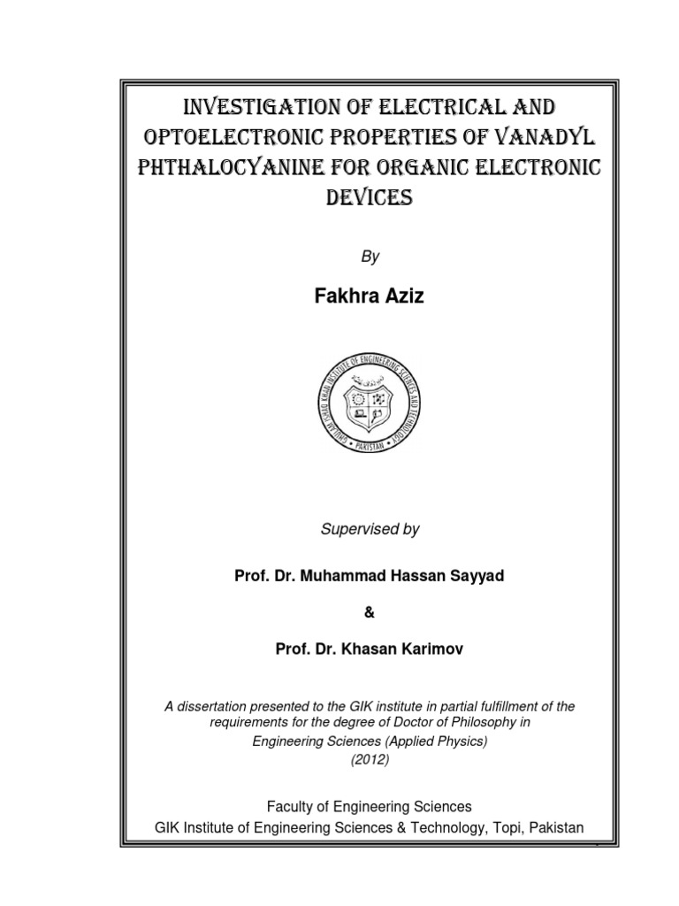 Investigation of Electrical and Optoelec | PDF