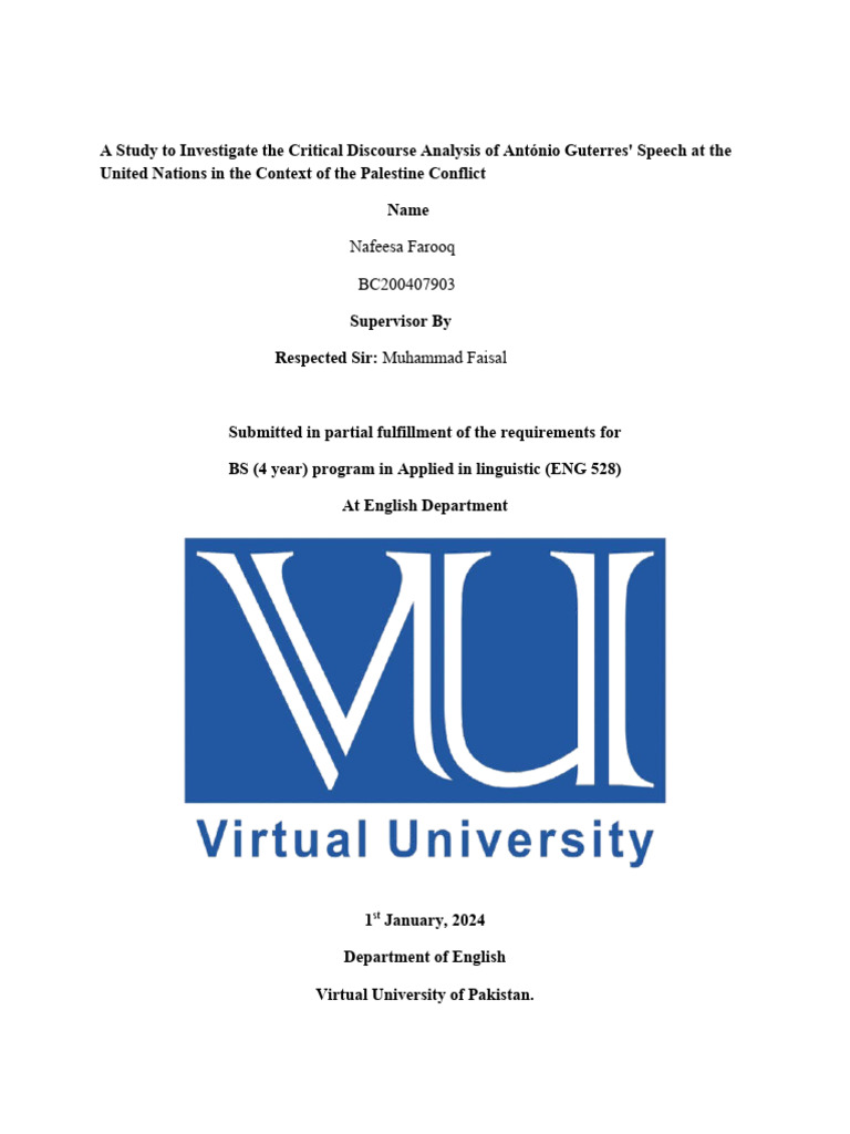 Critical Discourse Analysis of Guterres' Speech | PDF | Linguistics ...