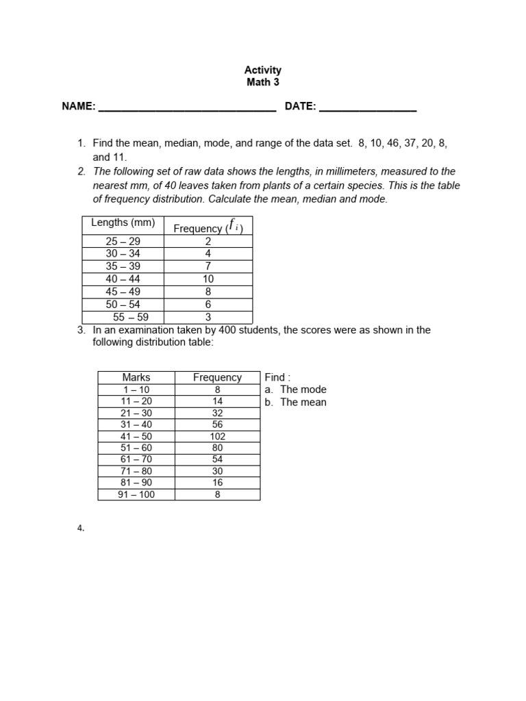 Math Statistics Practice | PDF | Science & Mathematics