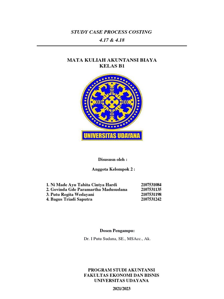 Study Case Process Costing 4.17 & 4.18 | PDF | Management Accounting ...
