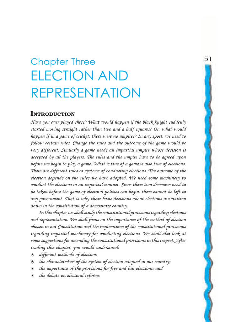 Chapter 3 Election and Representation | PDF | Electoral District ...
