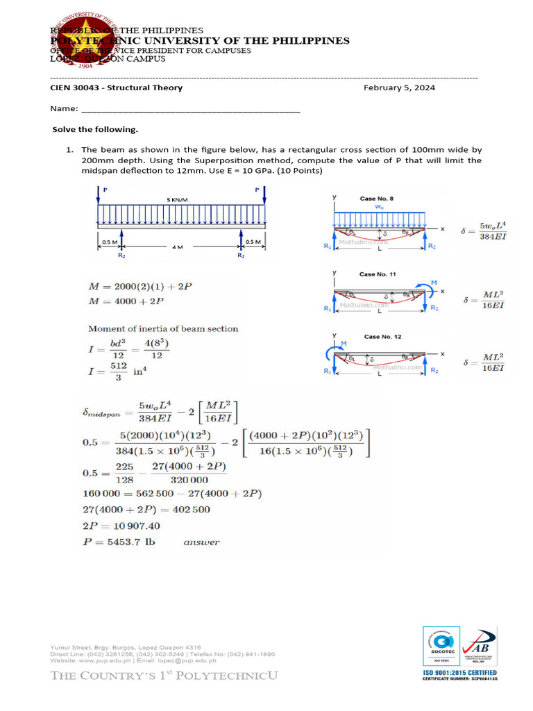 Structural Theory Beam Deflection Problems | PDF